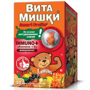 ВитаМишки Иммуно + пастилки жев 2,5г №30 облепиха Купить ВитаМишки Иммуно + пастилки жев 2,5г №30 облепиха