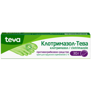Клотримазол-Тева крем для наружного применения 1% 30г Купить Клотримазол-Тева крем для наружного применения 1% 30г