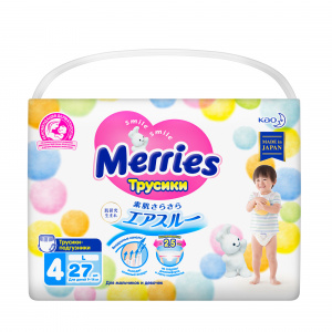 Merries трусы-подгузники р.L №27 9-14кг Купить Merries трусы-подгузники р.L №27 9-14кг
