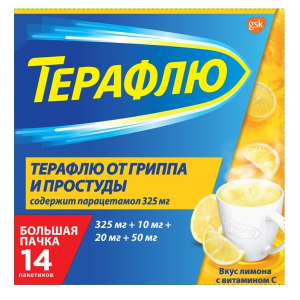 Терафлю 14 шт порошок для приготовления раствора для приема внутрь лимон Купить Терафлю 14 шт порошок для приготовления раствора для приема внутрь лимон