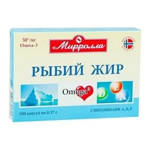 Рыбий жир Мирролла с Bитаминами А Д Е капс №100 Купить Рыбий жир Мирролла с Bитаминами А Д Е капс №100