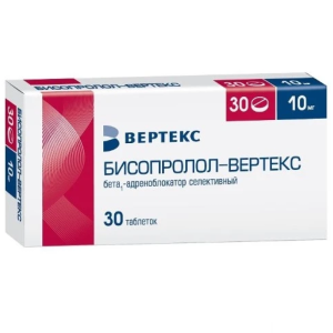 Бисопролол Вертекс таб ппо 10мг №30 Купить  Бисопролол Вертекс таб ппо 10мг №30