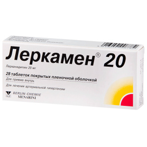 Леркамен 20 таблетки покрытые пленочной оболочкой 20мг №28 Купить Леркамен 20 таблетки покрытые пленочной оболочкой 20мг №28