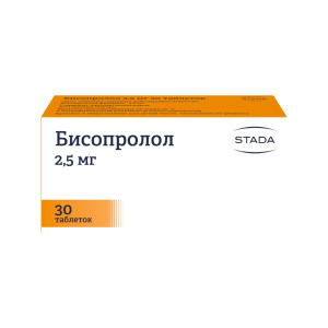 Бисопролол 2,5 мг 30 шт таблетки покрытые пленочной оболочкой Купить Бисопролол 2,5 мг 30 шт таблетки покрытые пленочной оболочкой