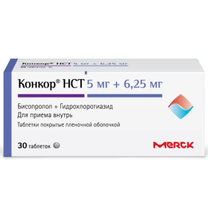 Конкор НСТ 5 мг + 6,25 мг 30 шт таблетки покрытые пленочной оболочкой Купить Конкор НСТ 5 мг + 6,25 мг 30 шт таблетки покрытые пленочной оболочкой
