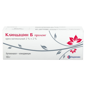 Клиндацин Б пролонг 2 % + 2 % 19 г крем вагинальный туба Купить  Клиндацин Б пролонг 2 % + 2 % 19 г крем вагинальный туба