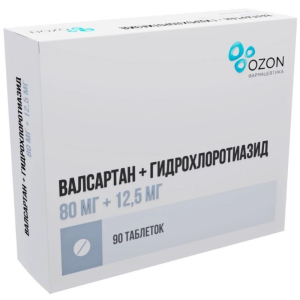 Валсартан+Гидрохлоротиазид таб ппо 80мг+12,5мг №90 Купить Валсартан+Гидрохлоротиазид таб ппо 80мг+12,5мг №90