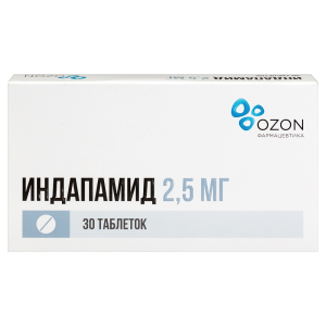 Индапамид 2,5 мг 30 шт таблетки покрытые пленочной оболочкой Купить Индапамид 2,5 мг 30 шт таблетки покрытые пленочной оболочкой