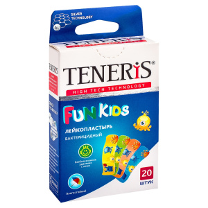 Пластырь Teneris Fun Kids №20 полимерная основа с рисунком Купить  Пластырь Teneris Fun Kids №20 полимерная основа с рисунком