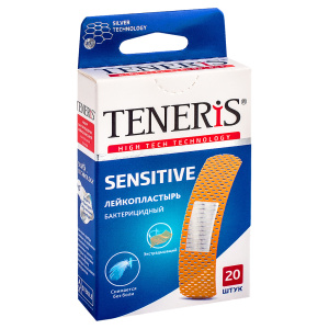 Пластырь Teneris Sensitive №20 нетканная основа с ионами серебра Купить  Пластырь Teneris Sensitive №20 нетканная основа с ионами серебра