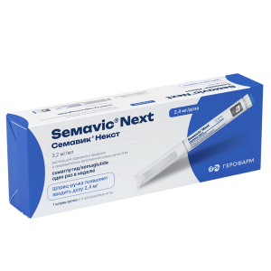 Семавик Некст 2,4 мг/доз 3 мл 1 шт раствор для подкожного введения шприц-ручка + иглы 4 шт Купить Семавик Некст 2,4 мг/доз 3 мл 1 шт раствор для подкожного введения шприц-ручка + иглы 4 шт