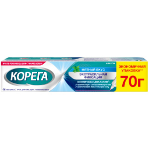 Корега Экстра Сильный крем для фиксации зубных протезов 70мл мятный вкус Купить Корега Экстра Сильный крем для фиксации зубных протезов 70мл мятный вкус