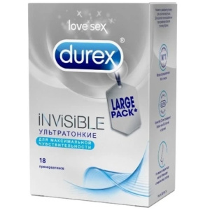 Durex Invisible презервативы ультра тонкие 18 шт. Купить Durex Invisible презервативы ультра тонкие 18 шт.