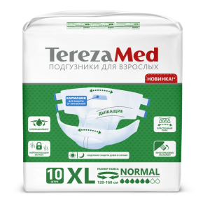 TerezaMed Normal 10 шт подгузники-трусы для взрослых размер XL Купить TerezaMed Normal 10 шт подгузники-трусы для взрослых размер XL