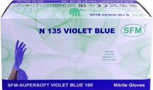 Перчатки нитрил SFM р.L №100 смотр н/стер н/опудр фиолетово-голуб (50 пар) Купить Перчатки нитрил SFM р.L №100 смотр н/стер н/опудр фиолетово-голуб (50 пар)