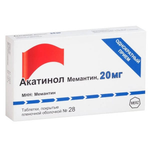 Акатинол Мемантин таб ппо 20мг №28 Купить  Акатинол Мемантин таб ппо 20мг №28