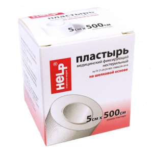 Пластырь фиксир Help шелк осн 5смX500см Купить  Пластырь фиксир Help шелк осн 5смX500см