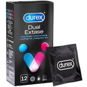 Durex Dual Extase презервативы с анестетиком 12 шт. Купить Durex Dual Extase презервативы с анестетиком 12 шт.