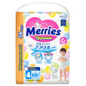 Merries трусы-подгузники р.L №56 9-14кг Купить  Merries трусы-подгузники р.L №56 9-14кг
