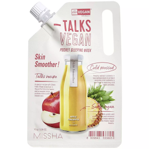 Missha Talks Vegan Squeeze Skin Smoother 10 г маска для лица отшелушивающая и смягчающая с экстрактом яблока и ананаса Купить Missha Talks Vegan Squeeze Skin Smoother 10 г маска для лица отшелушивающая и смягчающая с экстрактом яблока и ананаса