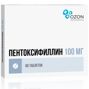 Пентоксифиллин таблетки по кишечнораств 100мг №60 (Озон) Купить Пентоксифиллин таблетки по кишечнораств 100мг №60 (Озон)