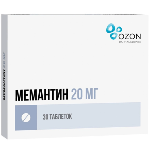 Мемантин 20 мг 30 шт таблетки покрытые пленочной оболочкой Купить  Мемантин 20 мг 30 шт таблетки покрытые пленочной оболочкой