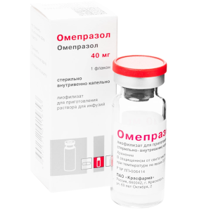 Купить  Омепразол лиофил д/р-ра д/инф 40мг 1 флакон