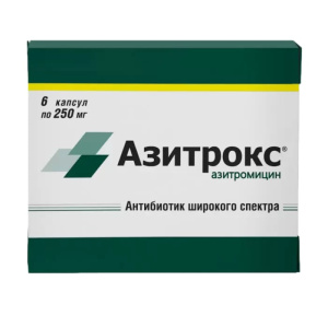 Купить  Азитрокс капсулы 250мг №6