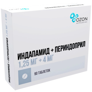 Купить  Индапамид+Периндоприл таб 1,25мг+4мг №90