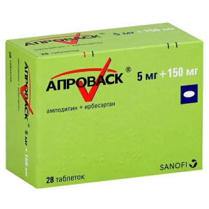Купить  Апроваск 5 мг + 150 мг 28 шт. таблетки, покрытые пленочной оболочкой