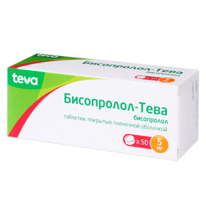 Купить  Бисопролол-Тева таб ппо 5мг №50