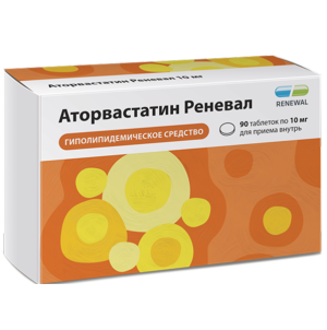 Купить  Аторвастатин Реневал 10 мг 90 шт таблетки покрытые пленочной оболочкой 
