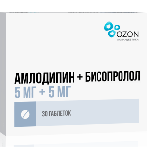 Купить  Амлодипин+Бисопролол таб 5мг+5мг №30
