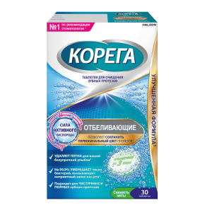 Купить  Корега Dental White 30 шт таблетки растворимые отбеливающие