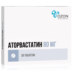 Купить  Аторвастатин таблетки ппо 80мг №30