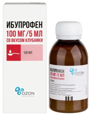 Ибупрофен сусп д/внутр примен 100мг/5мл фл 100мл клубника